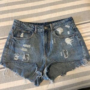 High waisted jean shorts
